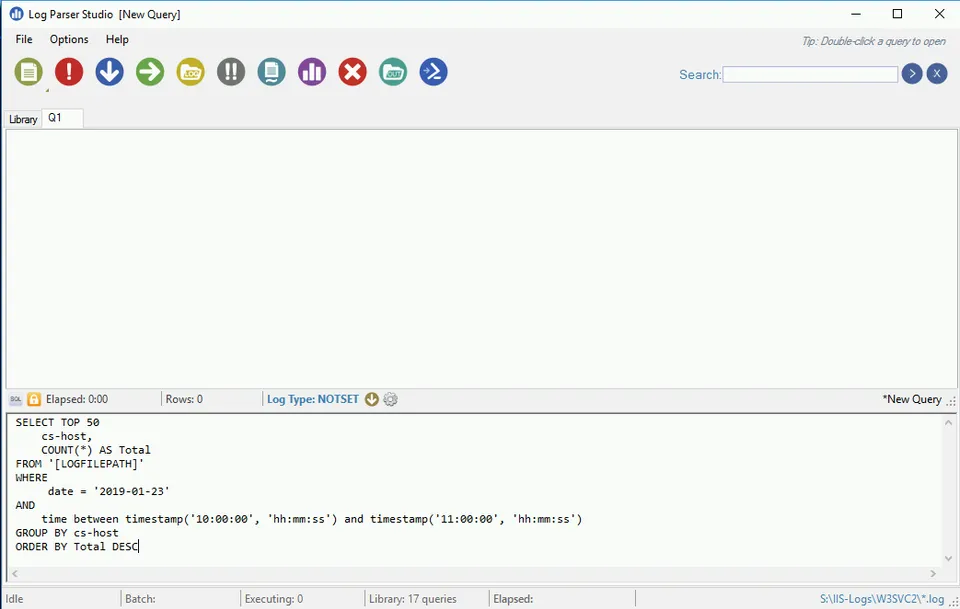 IIS Logs Parser - Get Top Hostnames by Date and Time